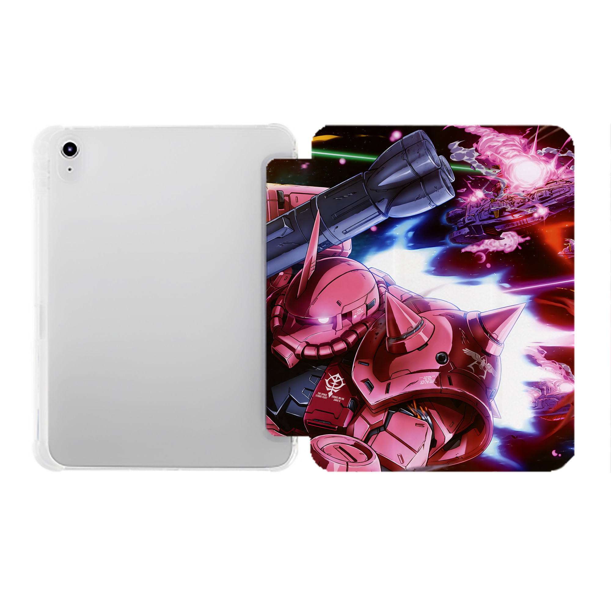 （画像用） 機動戦士ガンダム Mobile Suit Gundam IPad ケース ペン収納付き 三つ折りスタンド PUレザー×シリコン 対応機種9.5/10.5/10.9インチ